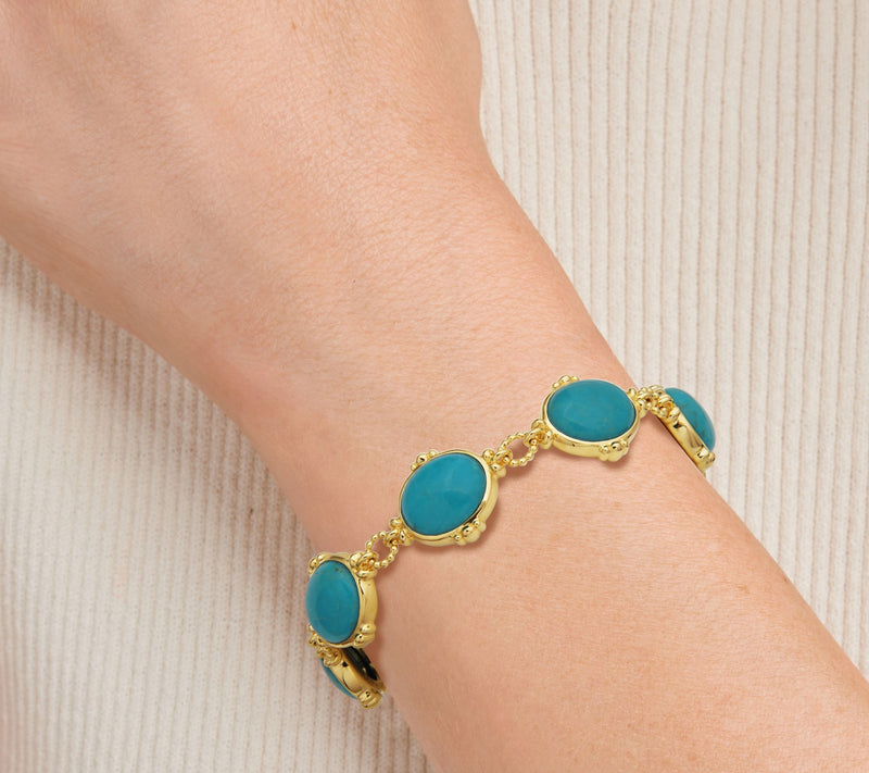 Affinity Gems Turquoise Link Bracelet,18K GoldPlated — View 4