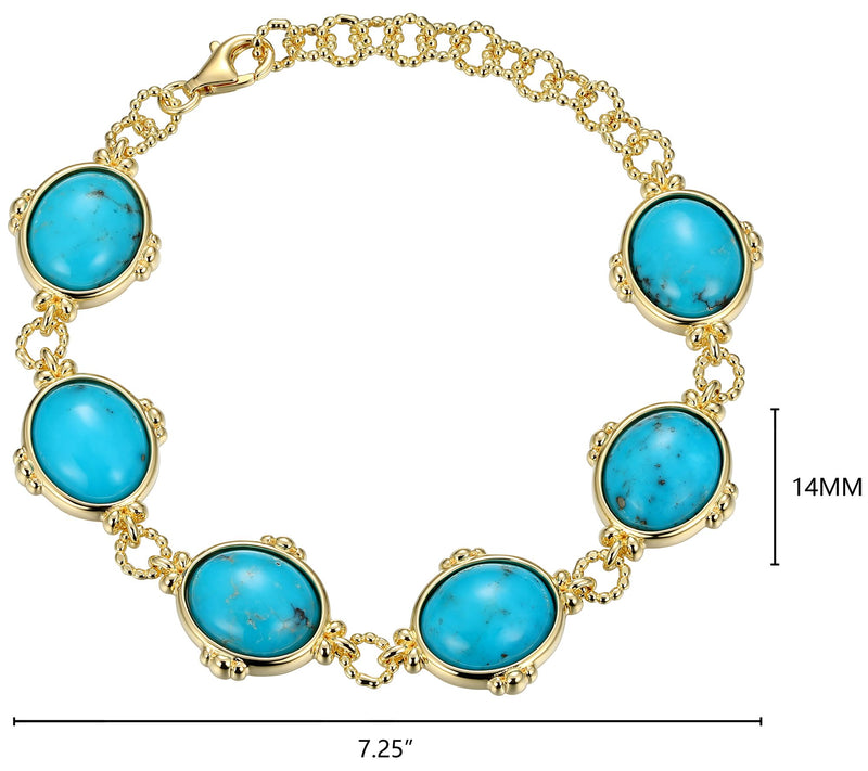 Affinity Gems Turquoise Link Bracelet,18K GoldPlated — View 5