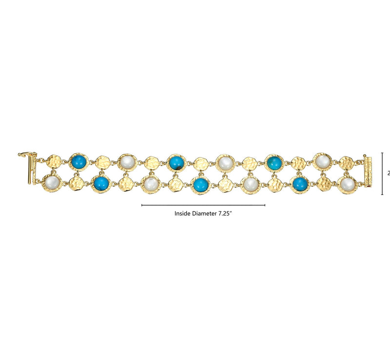 Affinity Gems Turquoise & Mother of Pearl Bracelet,18K Plated — View 5