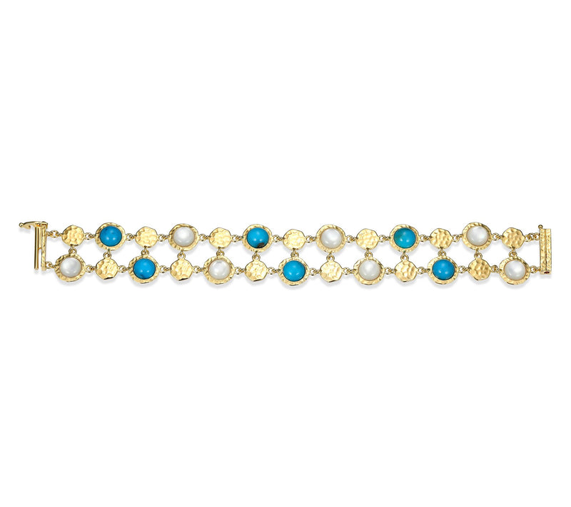 Affinity Gems Turquoise & Mother of Pearl Bracelet,18K Plated — View 7