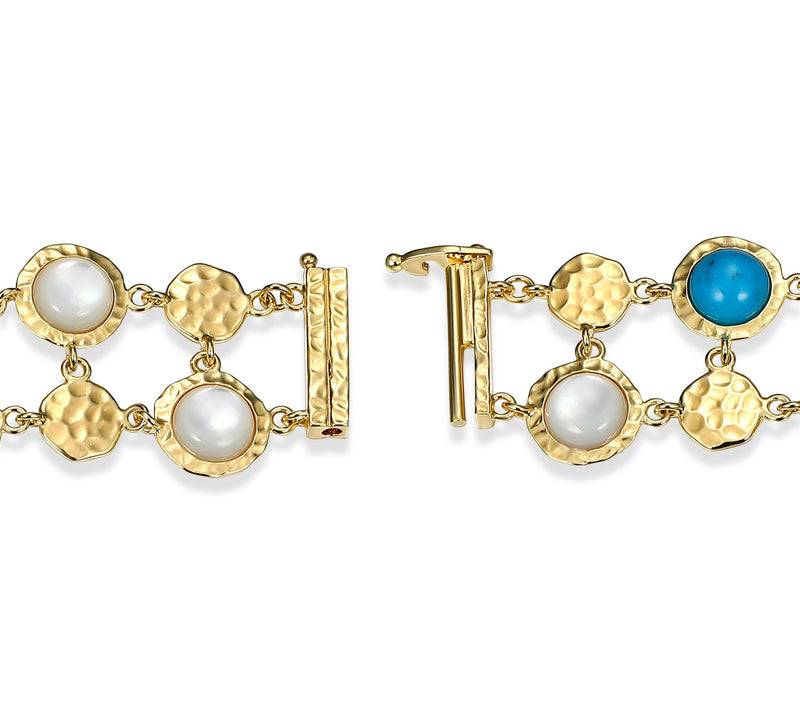 Affinity Gems Turquoise & Mother of Pearl Bracelet,18K Plated — View 3