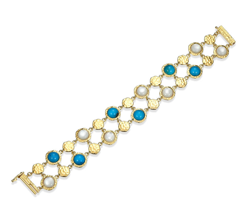 Affinity Gems Turquoise & Mother of Pearl Bracelet,18K Plated — View 2