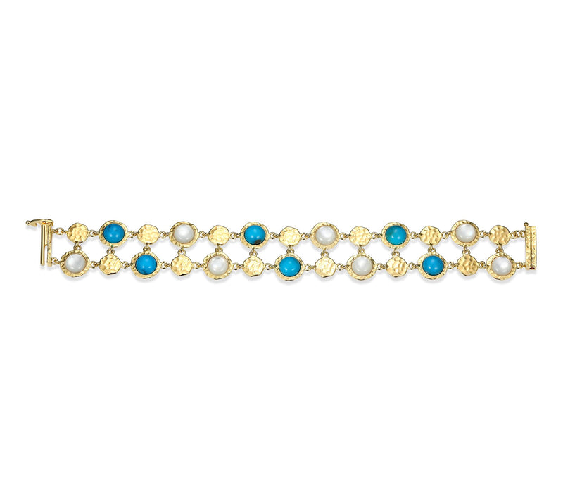 Affinity Gems Turquoise & Mother of Pearl Bracelet,18K Plated — Main view
