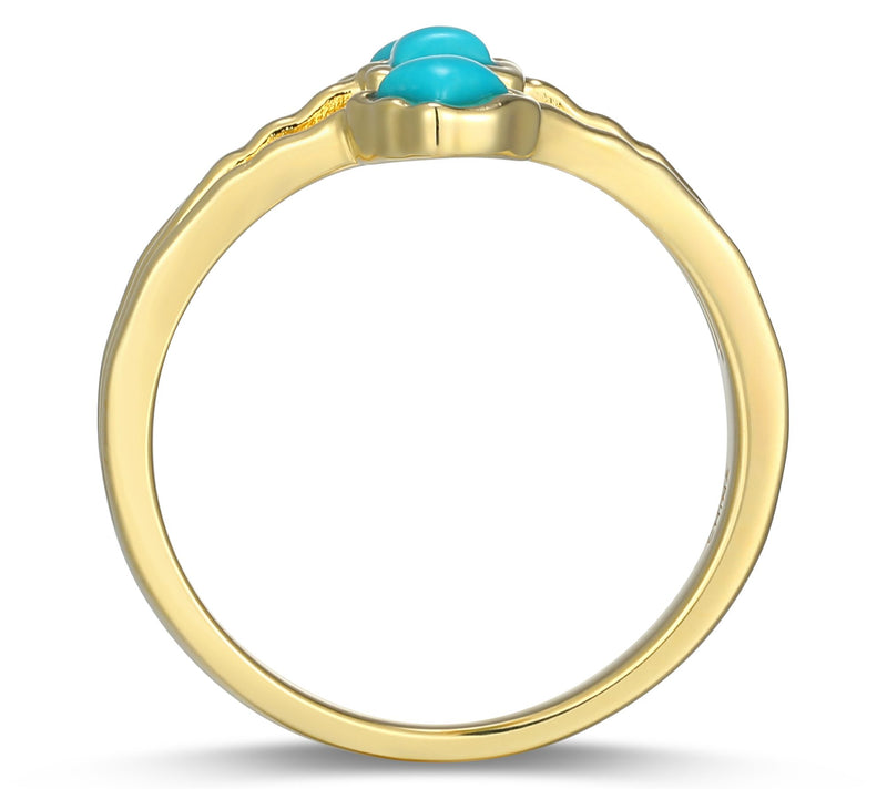 Affinity Gems Turquoise Three Stone Ring,18K Gold Plated — View 3
