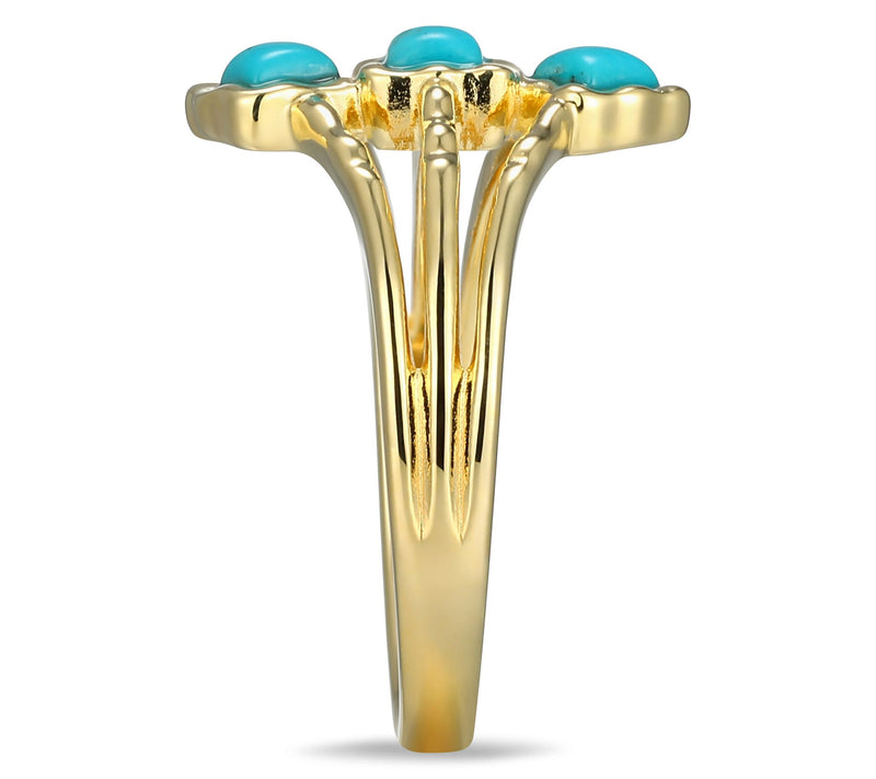 Affinity Gems Turquoise Three Stone Ring,18K Gold Plated — View 5
