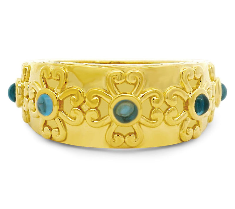 Elyse Ryan 14K Gold Clad Blue Topaz Heart MotifBand Ring — Main view