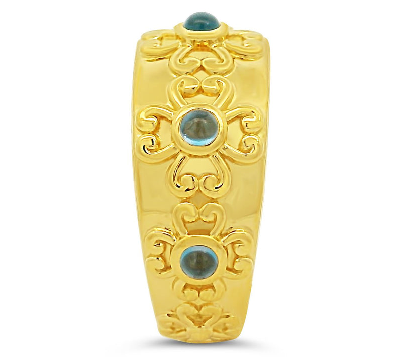 Elyse Ryan 14K Gold Clad Blue Topaz Heart MotifBand Ring — View 3