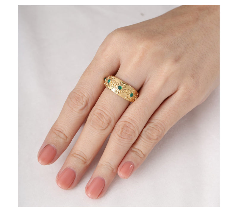 Elyse Ryan 14K Gold Clad Chalcedony Heart MotifBand Ring — View 4