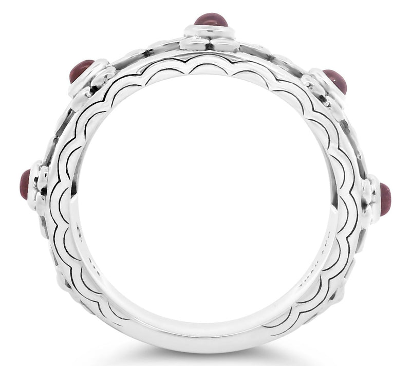 Elyse Ryan Sterling Silver Gemstone Heart MotifBand Ring — View 2