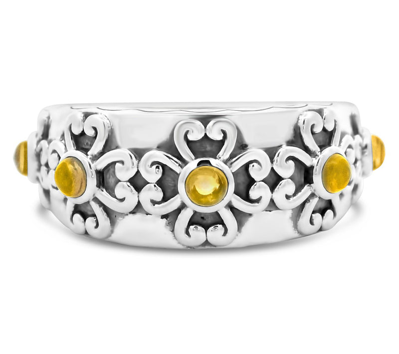 Elyse Ryan Sterling Silver Gemstone Heart MotifBand Ring — View 9