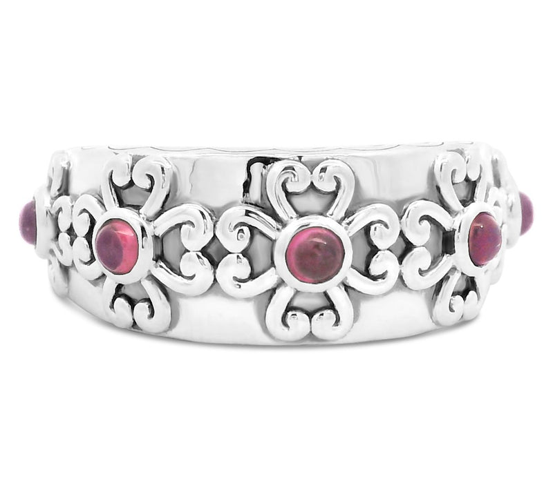 Elyse Ryan Sterling Silver Gemstone Heart MotifBand Ring — View 10