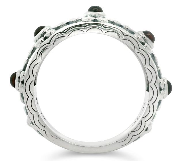 Elyse Ryan Sterling Silver Garnet Heart Motif Band Ring — View 2