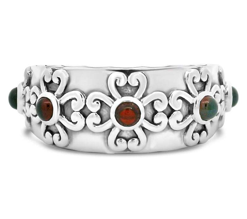 Elyse Ryan Sterling Silver Garnet Heart Motif Band Ring — Main view