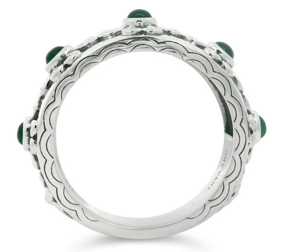 Elyse Ryan Sterling Green Chalcedony Heart Motif Band Ring — View 2