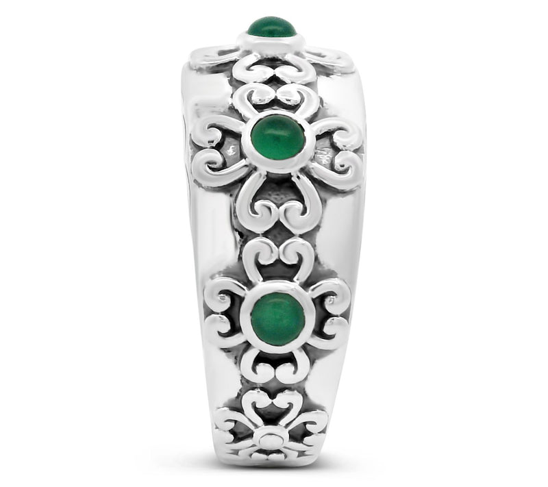 Elyse Ryan Sterling Green Chalcedony Heart Motif Band Ring — View 3
