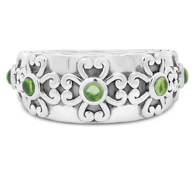 Elyse Ryan Sterling Silver Peridot Heart MotifBand Ring — Main view
