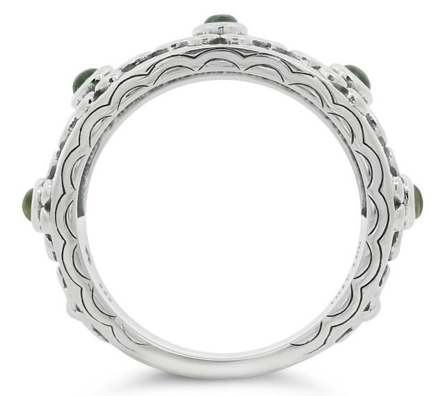 Elyse Ryan Sterling Silver Peridot Heart MotifBand Ring — View 2