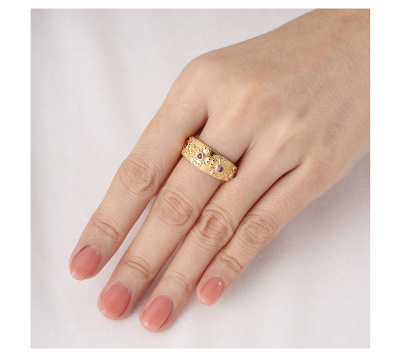 Elyse Ryan 14K Gold Clad Gemstone Heart Motif Band Ring — View 5