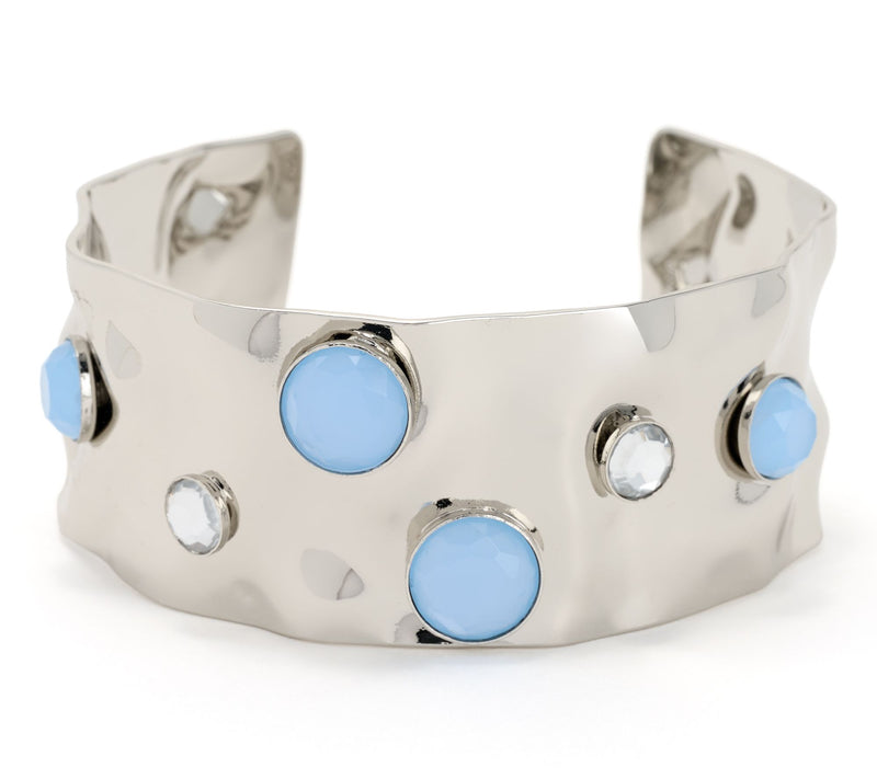 Susan Graver Oval Cuff Bracelet with Bezel-Set Stones — View 3