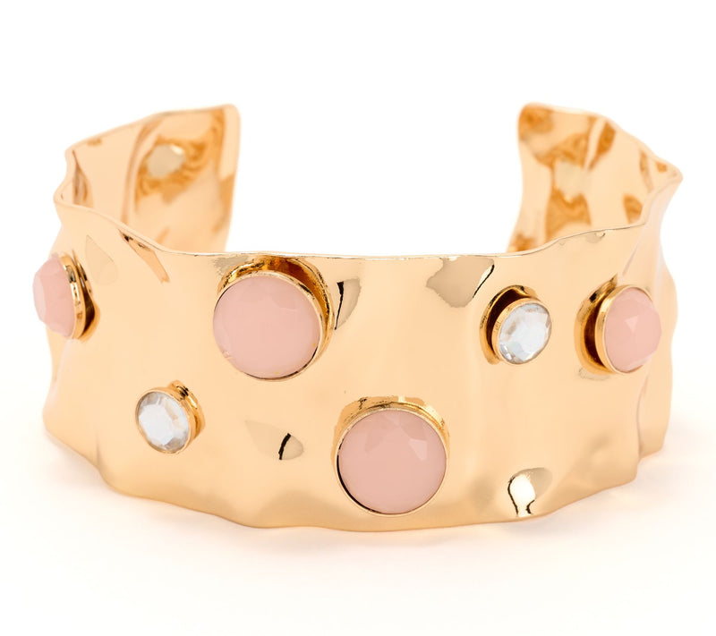 Susan Graver Oval Cuff Bracelet with Bezel-Set Stones — View 5