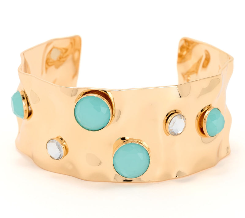 Susan Graver Oval Cuff Bracelet with Bezel-Set Stones — View 7