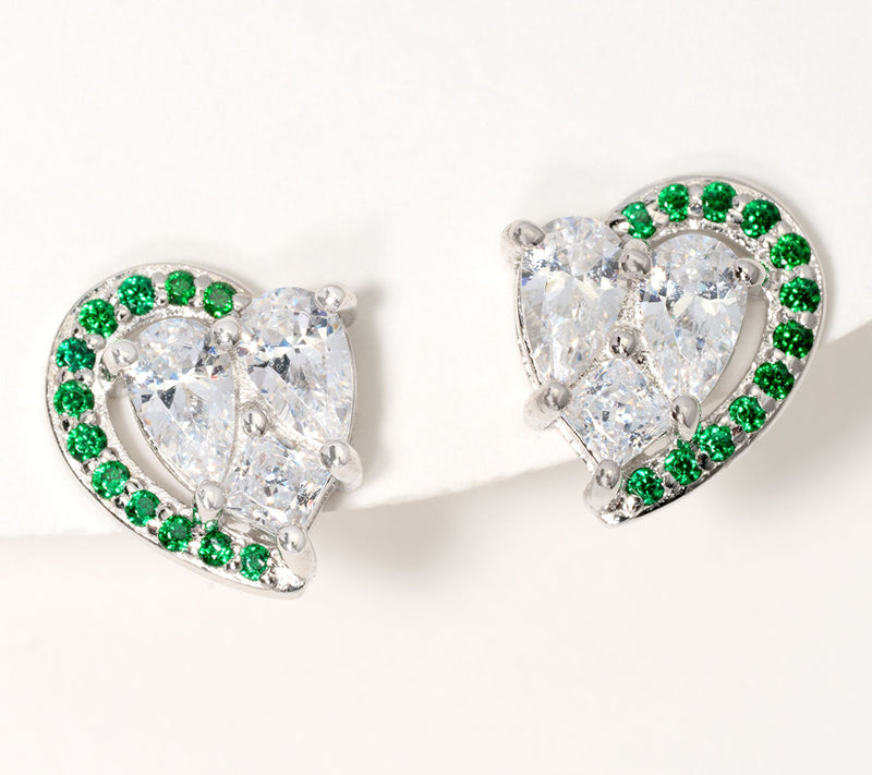 Diamonique x Kathy Levine Love Struck Heart Earrings, Sterling Silver — View 7