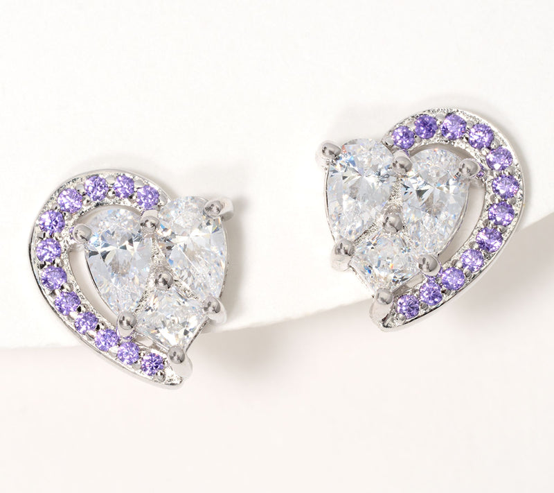 Diamonique x Kathy Levine Love Struck Heart Earrings, Sterling Silver — View 8