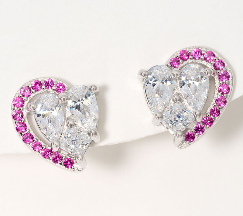Diamonique x Kathy Levine Love Struck Heart Earrings, Sterling Silver — View 9