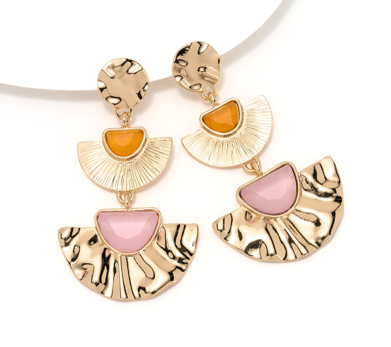 Susan Graver Fan Shaped Hammered Metal Earrings — View 7