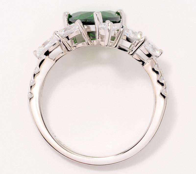 Diamonique x Kathy Levine Trillion Sea Glass Ring, Sterling Silver — View 3