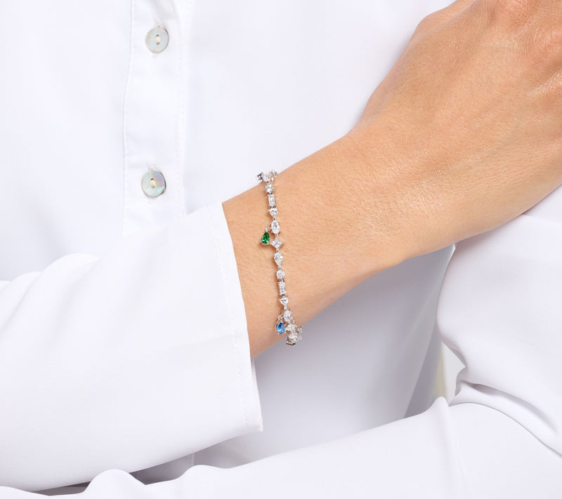 Diamonique x Kathy Levine Multi-Shape Whimsy Bracelet Sterling Silver — View 3