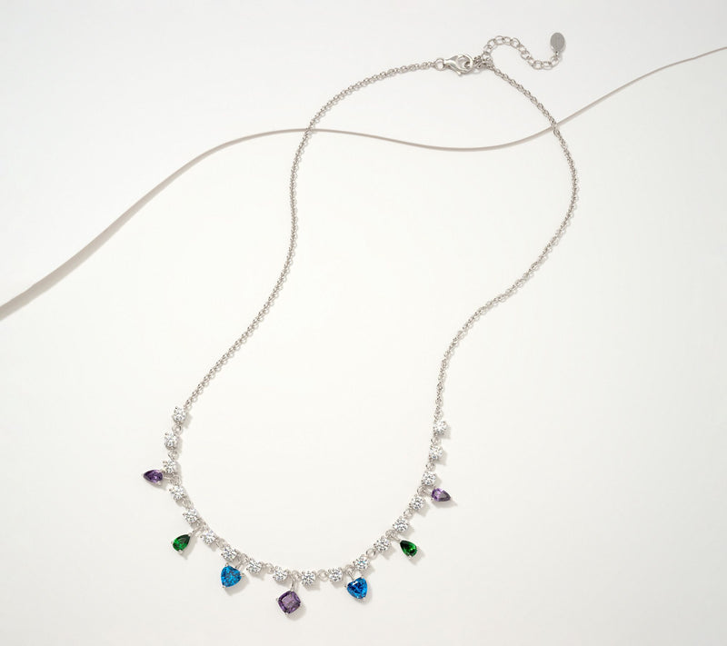 Diamonique x Kathy Levine Peacock Fantasy 18" Multi-drop, Necklace, Sterl — View 2