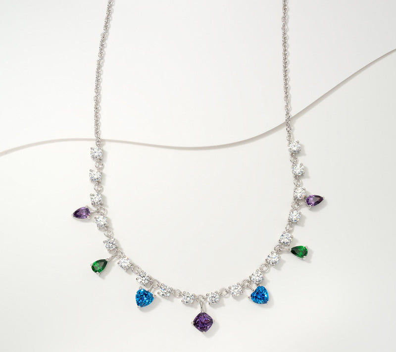 Diamonique x Kathy Levine Peacock Fantasy 18" Multi-drop, Necklace, Sterl — View 8