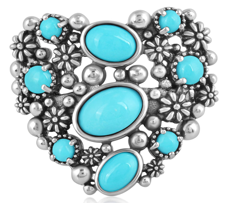 American West Sterling Sleeping Beauty Turquoise Heart Ring — Main view