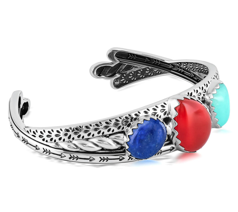 American West Sterling Silver Multi-Gemstone Cuff — View 2