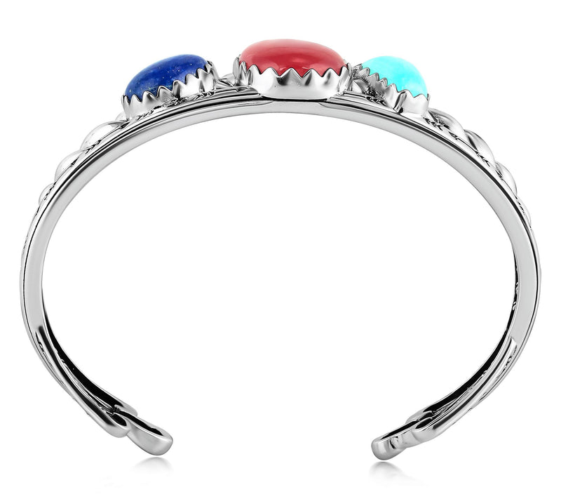 American West Sterling Silver Multi-Gemstone Cuff — View 3