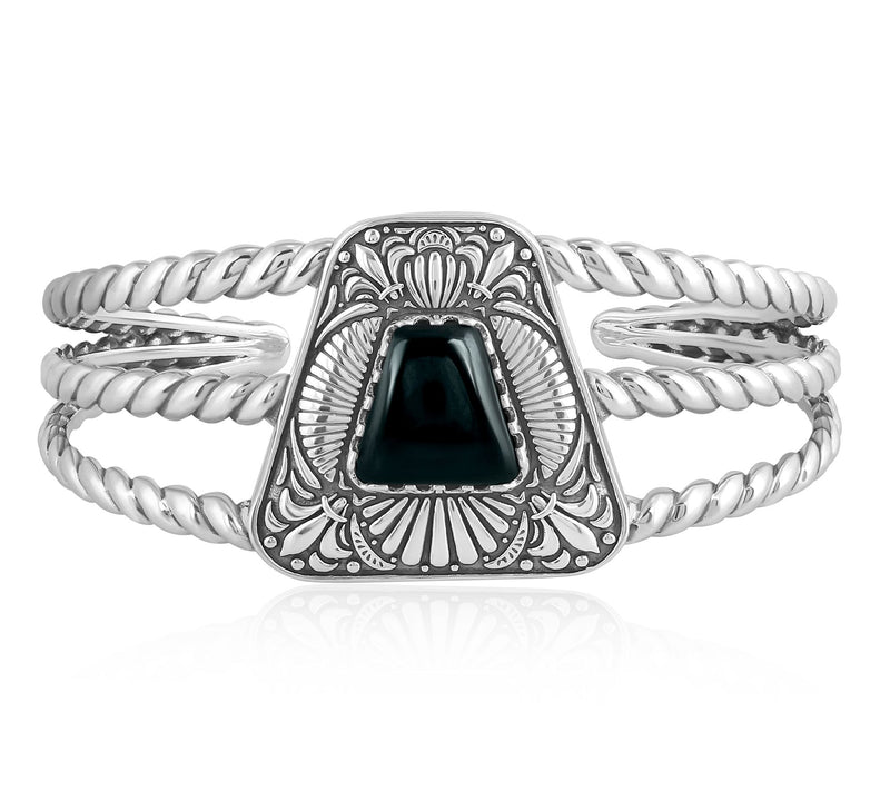 American West Sterling Silver Gemstone Trapezoid Cuff — Main view