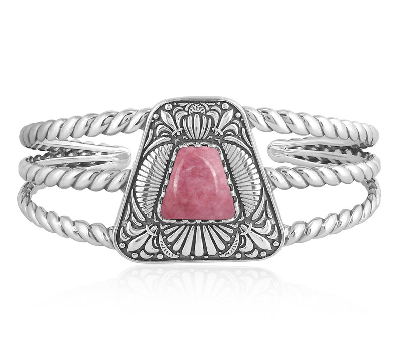 American West Sterling Silver Gemstone Trapezoid Cuff — View 10