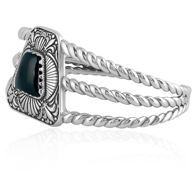 American West Sterling Silver Gemstone Trapezoid Cuff — View 13