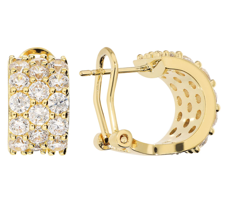 Diamonique X Bronzo Italia Huggie Hoop Earrings — View 6