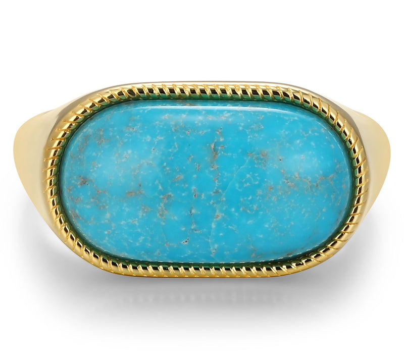 Affinity Gems Turquoise Signet Ring, 18K Gold Plated — View 2