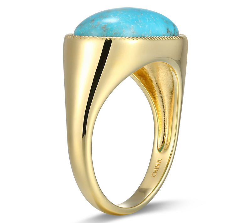 Affinity Gems Turquoise Signet Ring, 18K Gold Plated — View 3