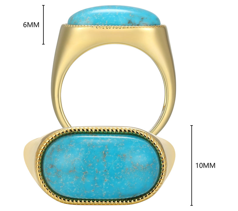 Affinity Gems Turquoise Signet Ring, 18K Gold Plated — View 6