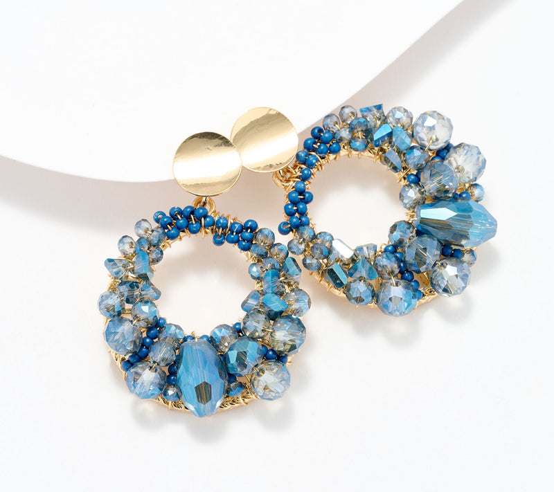 Susan Graver Glass Bead Cluster Wire Wrapped Earrings — View 9