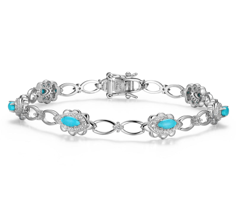 Affinity Gems Turquoise & White Topaz Bracelet,Sterling — Main view