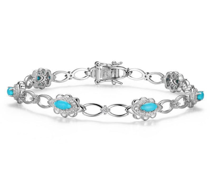 Affinity Gems Turquoise & White Topaz Bracelet,Sterling — View 7