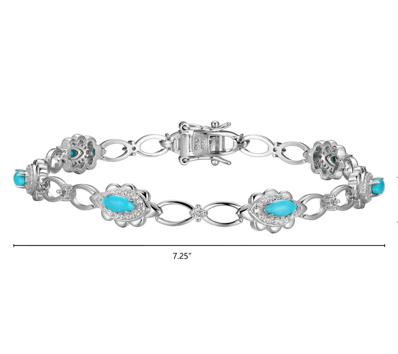 Affinity Gems Turquoise & White Topaz Bracelet,Sterling — View 5