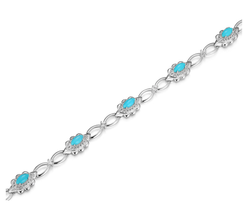 Affinity Gems Turquoise & White Topaz Bracelet,Sterling — View 2