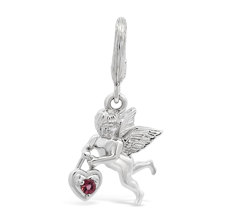 Ariva Sterling Silver Pink Tourmaline Cupid Charm — Main view