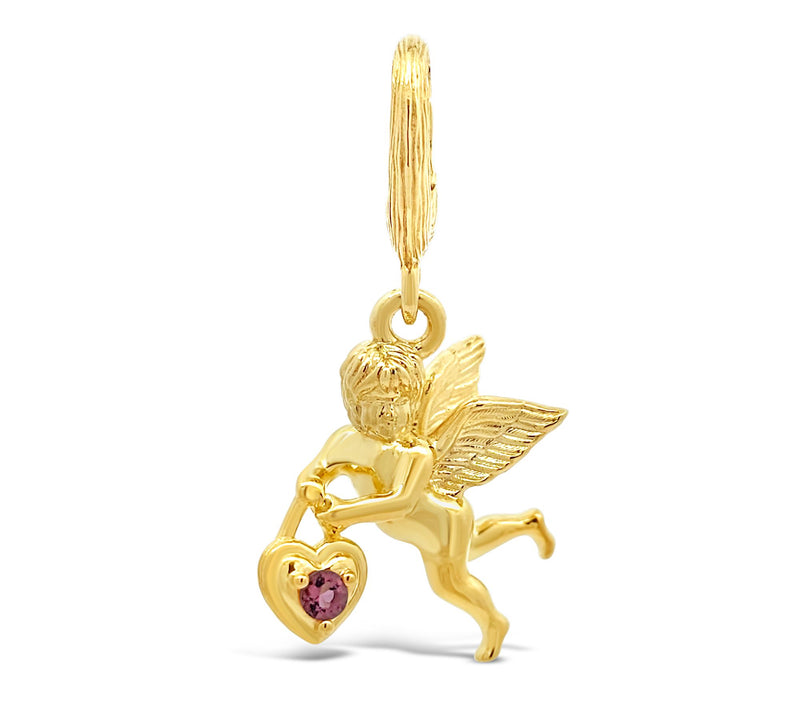 Ariva Sterling Silver Pink Tourmaline Cupid Charm — View 5